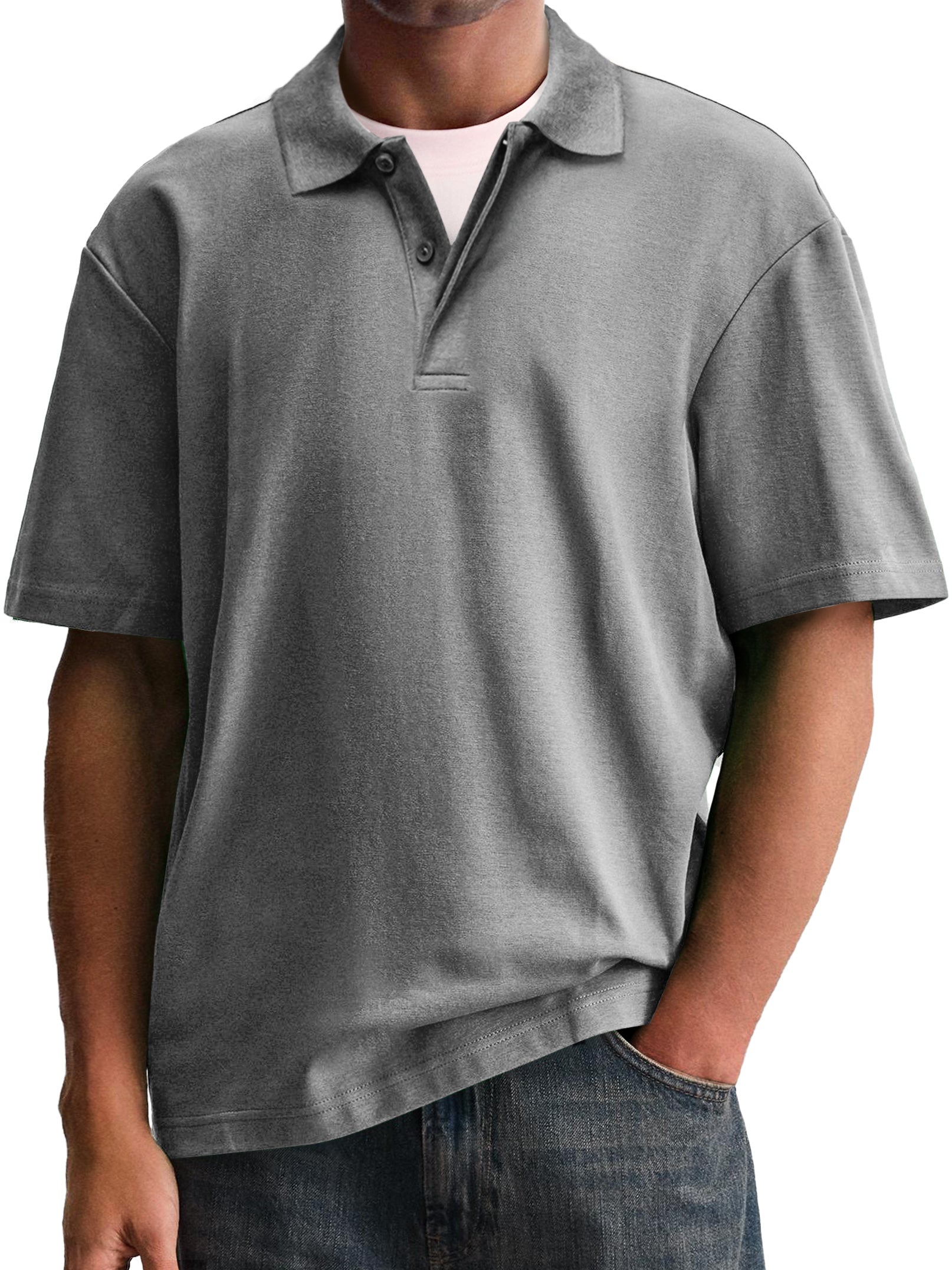 Men's Stylish And Comfortable Lapel Double-layer Placket Casual Short-sleeved Polo Shirt