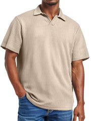 Men's daily pitted V-neck short-sleeved POLO shirt