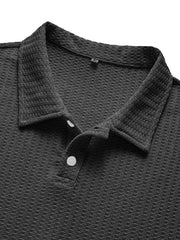 Men's Fashionable Retro Waffle Fabric Short Sleeve Polo Shirt