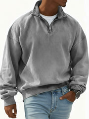 Men's Stylish Retro Half-zip Long-sleeved Stand-up Collar Sweatshirt 