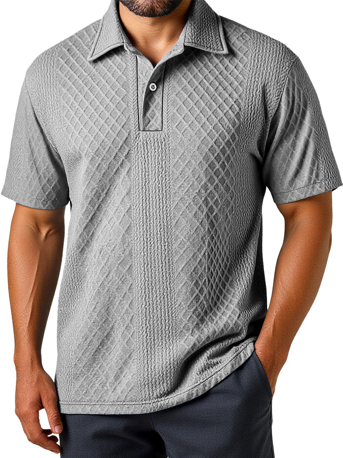 Men's Daily Simple Texture Lapel Casual Short-sleeved Polo Shirt