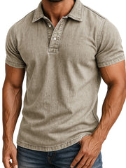 Men's Fashion Outdoor Retro Distressed Short-sleeved Polo Shirt 