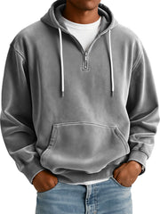 Men's Simple Suede Casual Zipper Hooded Sweatshirt