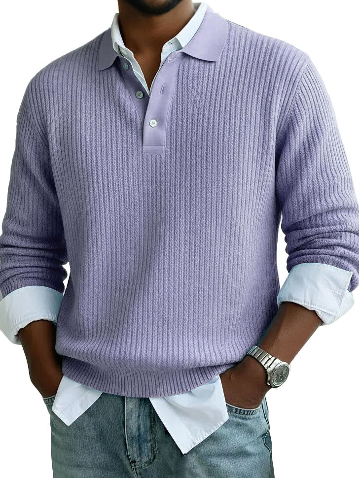 Men's Stylish Casual Lapel Long-sleeved Polo Shirt