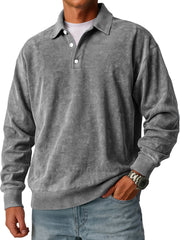 Men's Retro Simple Lapel Button Casual Loose Polo Shirt