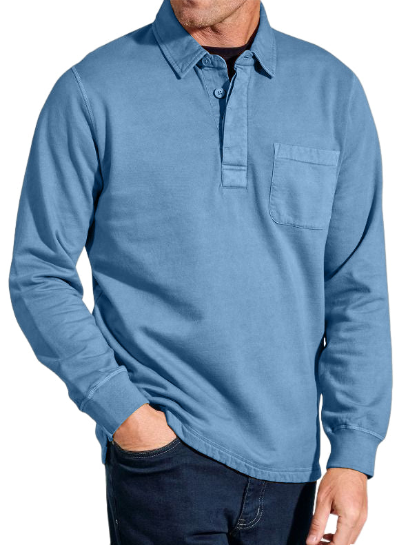 Men's Everyday Comfortable Lapel Button-pocket Casual Long-sleeved Polo Shirt
