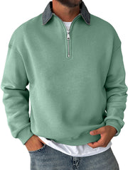 Men's Daily Stitching Lapel Zipper Casual Sweatshirt