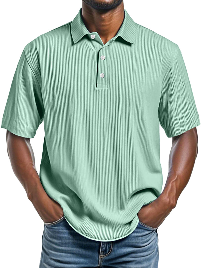 Men's Daily Ribbed Lapel Fashionable Casual Short-sleeved Polo Shirt
