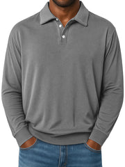 Men's Daily Lapel Button-down Comfortable Loose Casual Long-sleeved Polo Shirt