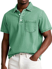 Men's Fashion Retro Distressed Short Sleeve Lapel Polo Shirt