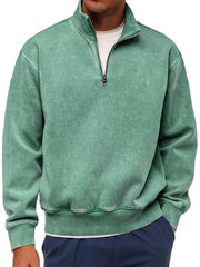 Men's Retro Fashion Stand Collar Zipper Casual Loose Sweatshirt