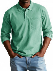 Men's Trendy Retro Lapel Long-sleeved Pocket Polo Shirt 