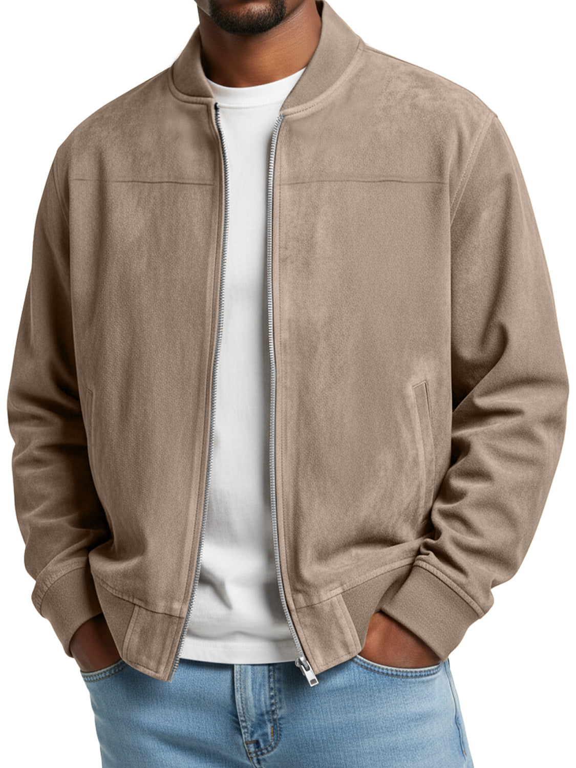 Men's Simple Suede Casual Zipper Jacket