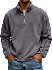 Men's Fashion Polar Fleece Stand Collar Zipper Casual Sweatshirt