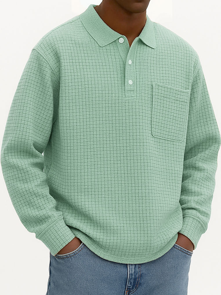 Men's Fashionable Casual Corn-patterned Corduroy Lapel Pocket Polo Shirt 