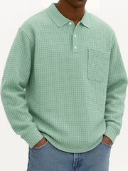 Men's Fashionable Casual Corn-patterned Corduroy Lapel Pocket Polo Shirt 