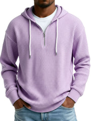 Men's Wear Fashionable Casual Waffle Fabric Semi-zipper Hooded Hooded Hoodie 