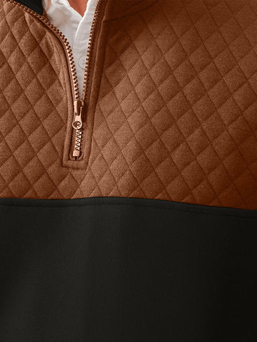 Men's Fashionable Color Block Half Zip Outdoor Casual Sweatshirt