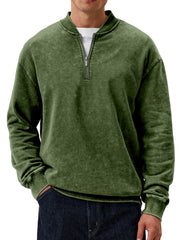 Men's Casual Retro Baseball Collar Zipper Long-sleeved Sweatshirt