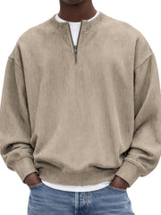 Men's Quarter-Zip Stylish Corduroy Long Sleeve Pullover
