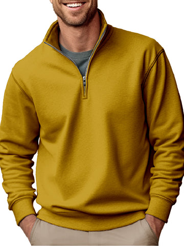 New Men's Casual Zipper Stand Collar Thickened Fleece Sweatshirt