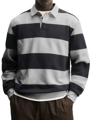 Men's Casual Striped Contrast Collar Polo Shirt