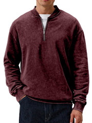 Men's Casual Retro Baseball Collar Zipper Long-sleeved Sweatshirt