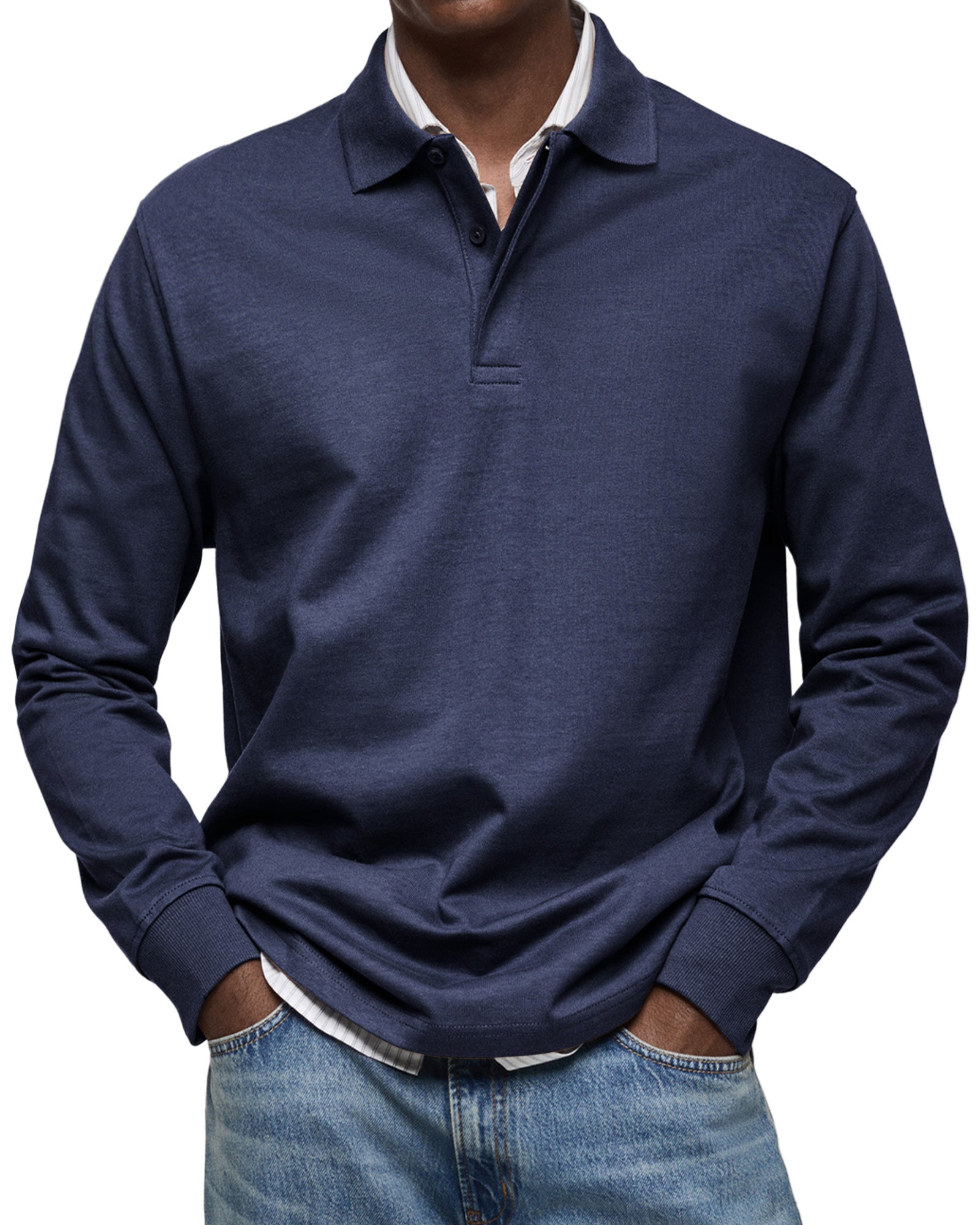 CLEARANCE🔥Men's Everyday Comfort Lapel Button Casual Long Sleeve POLO Shirt