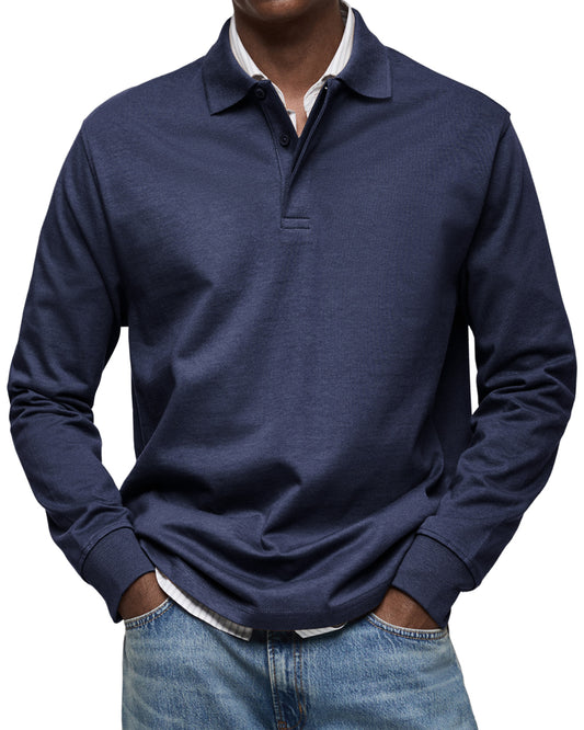 CLEARANCE🔥Men's Everyday Comfort Lapel Button Casual Long Sleeve POLO Shirt