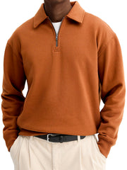Men's Stylish Quarter-zip Basic Casual Pullover Sweatshirt