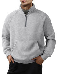Men's Quarter Zip Casual Fleece Cotton Pullover Sweater