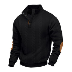 Men's Casual Stand Collar Cashmere Button Long Sleeve Sweatshirt