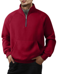 Men's Quarter Zip Casual Fleece Cotton Pullover Sweater