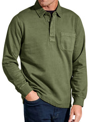 Men's Everyday Comfortable Lapel Button-pocket Casual Long-sleeved Polo Shirt