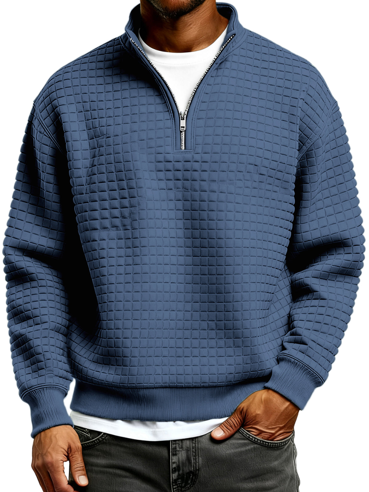 Men's Simple Quilted Quarter Zip Everyday Pullover