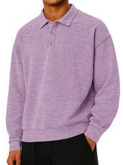 Men's Fashionable Daily Casual Lapel Long Sleeve Loose Hoodie Polo Shirt 