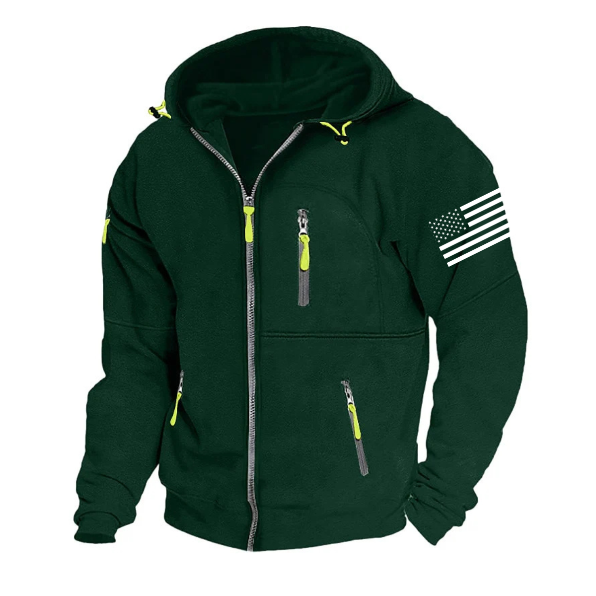Men's American Flag Hoodie Jacket Zip Up Vacation Streetwear Fleece Hoodie