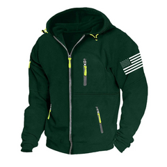 Men's American Flag Hoodie Jacket Zip Up Vacation Streetwear Fleece Hoodie