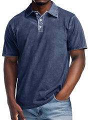 Men's Retro Lapel Button Casual Short Sleeve POLO Shirt