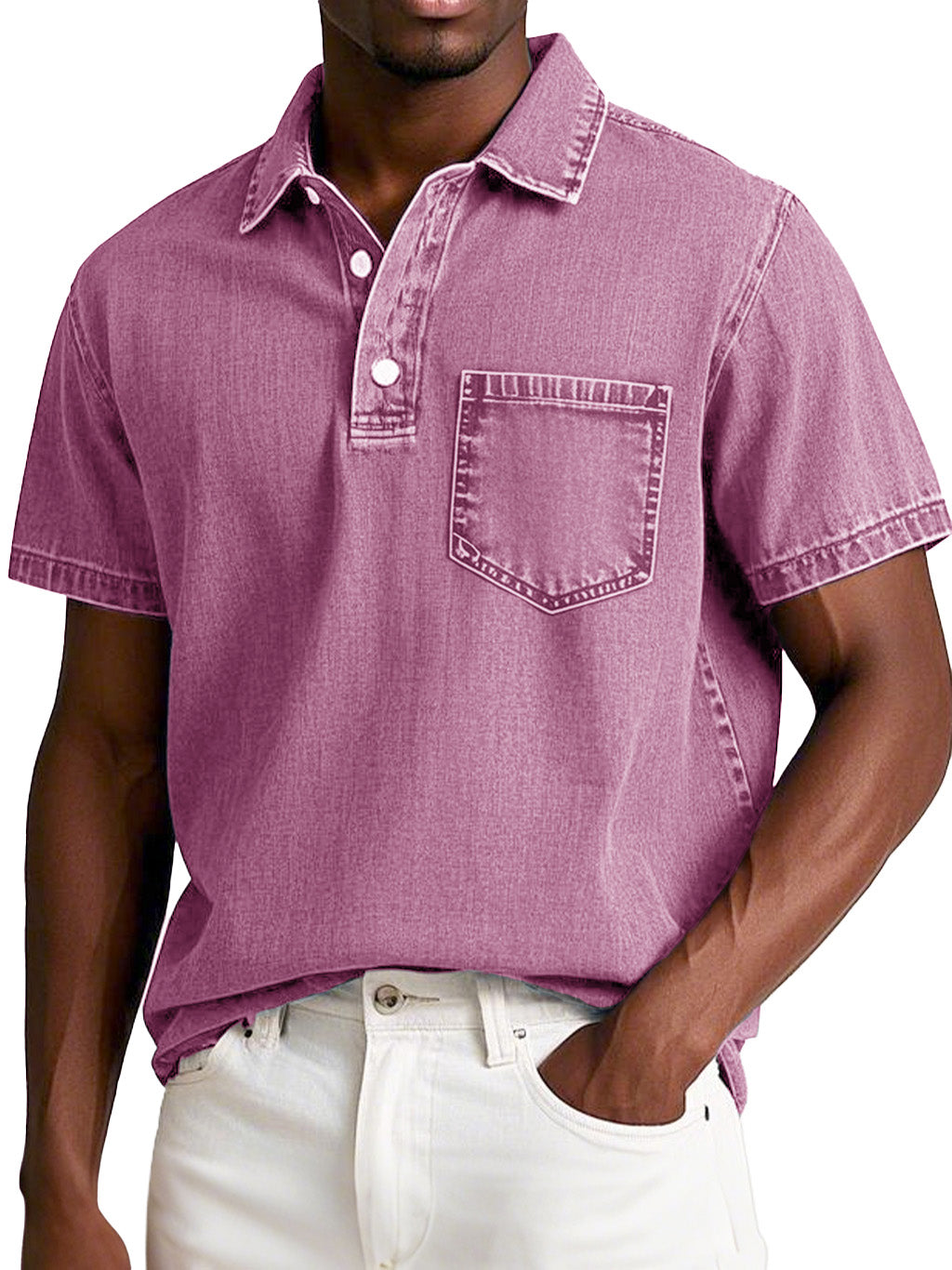 Men's Fashion Retro Distressed Short Sleeve Lapel Polo Shirt