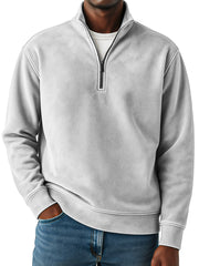 Men's Retro Fashion Suede Loose Comfortable 1/4 Collar Zipper Swedshirt
