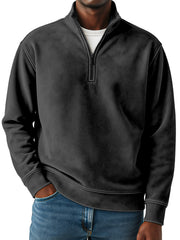 Men's Retro Fashion Suede Loose Comfortable 1/4 Collar Zipper Swedshirt