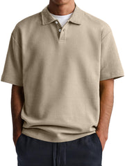 Men's Waffle Casual Lapel Button Down Short Sleeve POLO Shirt