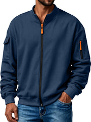 Men's Multi-Pocket Stand Collar Zipper Casual Jacket
