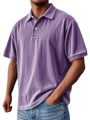 Men's Fashion Casual Vintage Washed Short-sleeved Lapel Polo Shirt