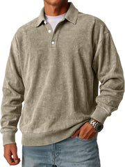 Men's Retro Simple Lapel Button Casual Loose Polo Shirt