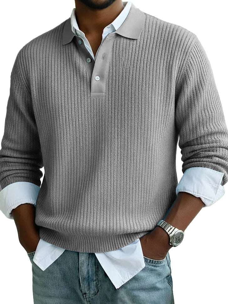 Men's Stylish Casual Lapel Long-sleeved Polo Shirt