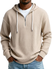 Men's Wear Fashionable Casual Waffle Fabric Semi-zipper Hooded Hooded Hoodie 