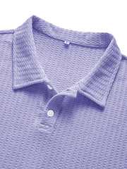 Men's Fashionable Retro Waffle Fabric Short Sleeve Polo Shirt