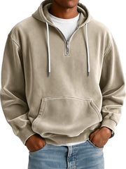 Men's Simple Suede Casual Zipper Hooded Sweatshirt
